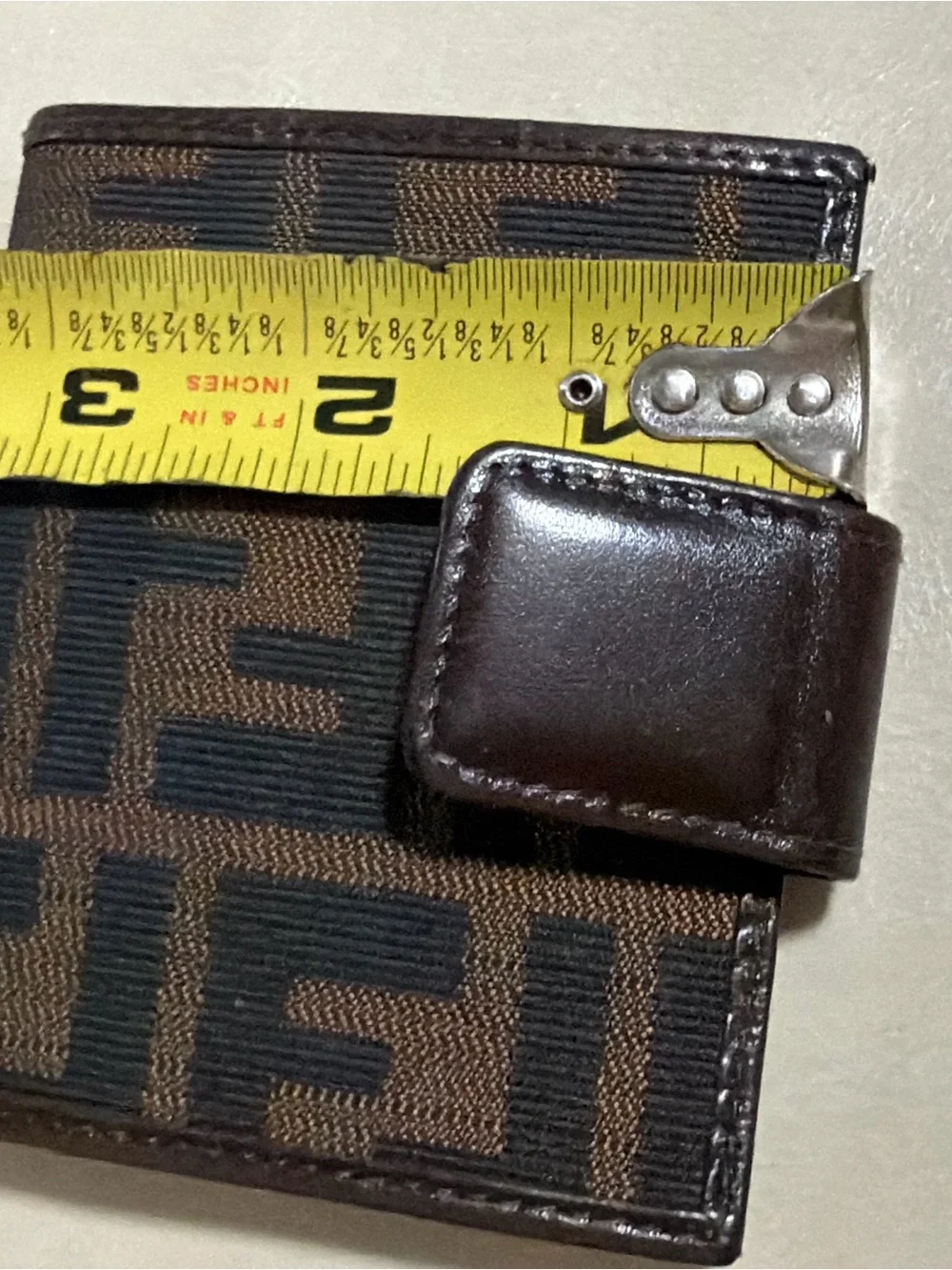 Fendi Black and Brown FF Motif Bifold cards holder authentic